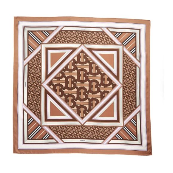 TB Monogram Silk Square Scarf - Picture 1 of 9
